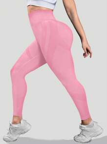 SHEIN Sport Studio Leggins deportivos sin costuras que levantan el trasero, talla grande