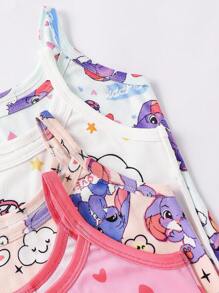 4pcs Young Girl Cute Floral Heart Star Print Camisole Underwear Set Mother Day Gift Graduation Gift Summer Clothes - Multicolor - View 5