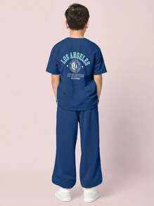 SUMWON Sportliches Outfit für Jugendliche, Los Angeles Sportart Set mit Sweatshirt und Jogginghose, Lässig Sportbekleidung, Training, Schule, Verein, Mannschaft, Streetwear