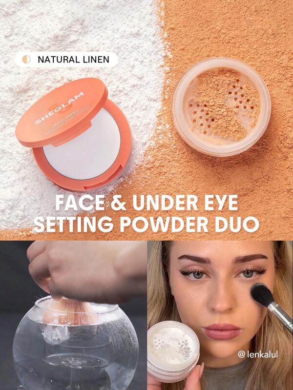 SHEGLAM Polvos Fijadores Para Rostro Y Contorno De Ojos Insta-Ready Duo-Natural Linen 2 En 1 Polvos Fijadores Sueltos Iluminadores Polvos Mate Sin Poros A Prueba De Agua Maquillaje Facial Powder Marca Belleza Maquillaje CosméTico Para Mujeres NiñAs Perfecto Para OtoñO Invierno Ideal Para Y2K Elegante Moda Adecuado Para CumpleañOs Navidad Presente Fiesta Listo Mejor Color