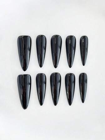 Grunge Punk 10 piezas de uñas postizas negras de alta calidad, estilo oscuro y unicolor, hechas a mano + 3 piezas de adhesivo doble cara, pegatinas de arte de uñas góticas negras de estilo Y2K, pegatinas de uñas pintadas a mano removibles y reutilizables, adecuadas para fiestas, bailes y uso diario (arte de uñas pintado a mano, los patrones negros pueden variar)