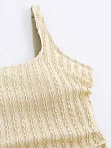 Swim Oasis 大码女式米色特殊材质吊带背心细肩带连体裙罩衫优雅简约夏季泳衣 - 米色 - 查看 8