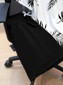 SHEIN 2pcs Set Teen Boy's Tropical Print Tee & Drawstring Waist Shorts;Spring Wear; Teen Boys' Clothing; Teen Boy' Jackets, Spring Back To School - Black - View 6