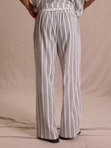 Musero Pinstripe Straight Leg Trousers Only Spring Summer Vacation Easter Streetstyle - Black and White - View 4