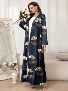 Al Najma 女士优雅花卉印花长袍/卡夫坦长袍，端庄长袍 - 彩色 - 查看 3