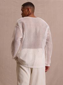 Musero Blusa de cuello en V oversize de ganchillo de manga larga para primavera y verano, ideal para vacaciones y estilo callejero de Pascua