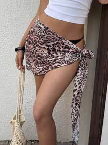 Flirla Minigonna bodycon con laccetti e stampa leopardata, di moda per le donne