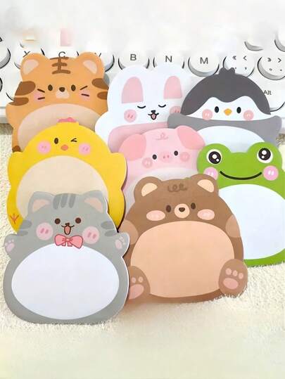 8pcs/Set Cute Cartoon Animal Pattern Memo Pads, Creative Upright Sticky Notes, 20 Sheets Per Pad, Total 160 Sheets, Christmas Gift Or Prize