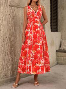 Váy dài không tay in hoa thường ngày cho nữ, mùa hè, tốt nghiệp, trang phục lễ hội - Nhiều màu - Xem 2