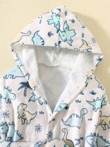 SHEIN Bata con capucha de franela con estampado de dibujos animados, estilo casual y lindo para bebé niño, adecuada para la playa, la piscina, aguas termales - Multicolor - Ver 7