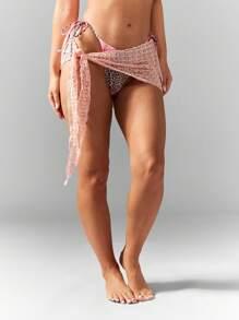 MISSGUIDED 沙滩裹身纱笼裙钩针蕾丝泳衣罩衫泳池派对夏季度假蜜月度假比基尼下装裹身沙滩装 - 淺粉色 - 查看 1