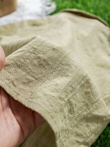 SHEIN 2 bucăți set de cămașă și pantaloni scurți cu talie elastică, cu guler, stil casual, drăguț și distractiv, potrivit pentru îmbrăcăminte de primăvară/vară, în interior și în aer liber - Verde - Vizualizare 8