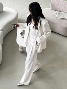 DAZY Women's White Loose Wide Leg Pants