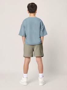 SUMWON 青少年男童超大款印花套装 夏季两件套休闲运动短袖T恤运动短裤 时尚街头风日常舒适套装