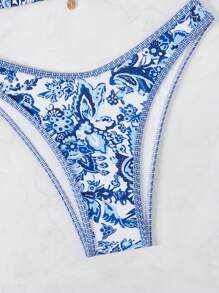 Swim Mod Floral Print Bikini Set, Vacation & Beach Swimwear For Summer - Multicolor - View 4