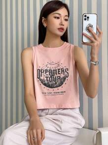 DAZY 标语图案背心 梦想家之旅 一些人睡觉 另一些人梦想 普通入场门票 - 粉色 - 查看 3