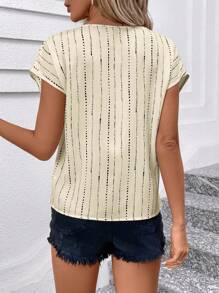 SHEIN Clasi Blusa casual da donna a maniche a pipistrello con scollo tondo e righe
