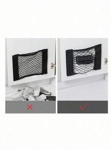 1 pièce Sac de rangement adhésif poubelle, sac de rangement en maille plastique, sac en maille adhésif fixé sur la porte intérieure d'un placard de cuisine, sac de rangement adhésif pour sac de courses, sac de rangement fixé, sac de rangement en maille pour le coffre de la voiture, sac de rangement en maille sans perçage, sac de rangement organisateur