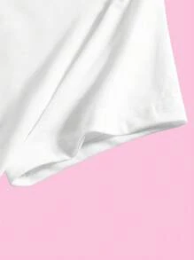 SHEIN Camiseta casual de manga corta y cuello redondo con estampado de estrella de mar para niñas preadolescentes, apta para el verano