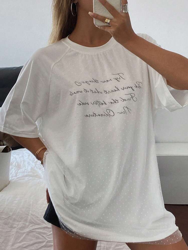 Women's Mesh Patchwork Loose Short Sleeve T-Shirt,Graphic Tees