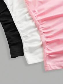 SHEIN 3 pièces/Set Hauts de camisole plissés décontractés tout-aller pour adolescentes, superposables et portables de manière polyvalente