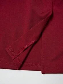 SHEIN Clasi Women's Basic Commute V-Neck Front & Middle Split Design Knee-Length Pencil Skirt, Maroon - Burgundy - View 7