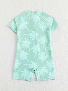 SHEIN Baby Boy Vacation Beach Coconut Tree Print One-Piece Swimsuit Beach Clothes Baby Beach Clothes Boy Baby Boy Beach Clothes Baby Boy Clothes Beach Beach Clothes For Boys