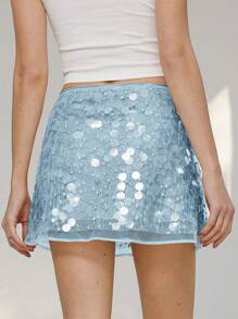 Aveloria 高端优雅白色法式薄纱裙，亮片刺绣设计，女式短款拼布裙