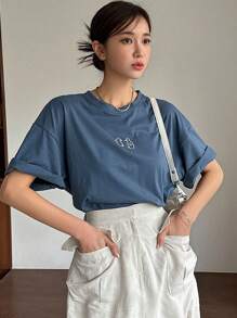 DAZY Penguin Graphic Drop Shoulder Tee Summer - Blue - View 6