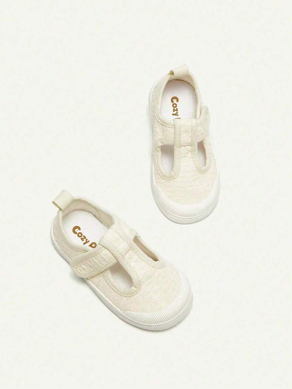 Girls' Beige Fashionable Sporty Design Comfortable Breathable Sneakers