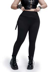 Whyspr 大码朋克哥特金属环透视紧身裤 - 黑色 - 查看 5