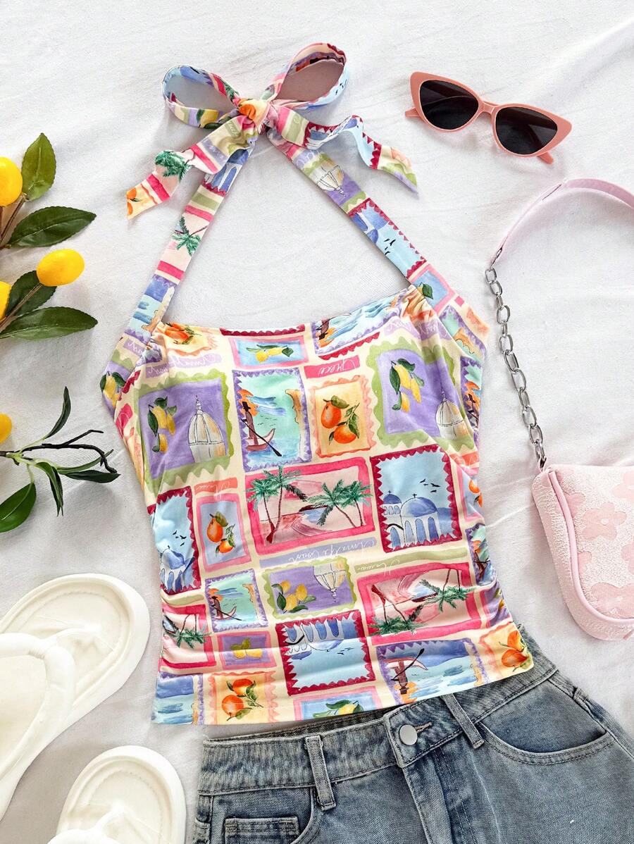 Soleia Women Summer Beach Vacation Festival Rave Festival Concert Women Beach Rave Tops Going Out Vacation Top - Multicolor - View 1