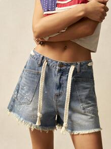 Bohemela 女式波西米亚风宽松牛仔短裤（夏季） - 淺色水洗藍 - 查看 6