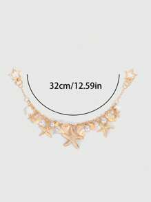ROMWE Fairycore 1pc Beach Style Holiday Seashell, Conch, Pearl Metal Handbag Pendant, Wedding Decor Chain - Multicolor - View 2