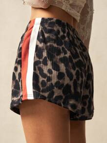 Bohemela Quần short rộng rãi họa tiết da báo BOHO mùa hè cho nữ - Cà phê nâu - Xem 4