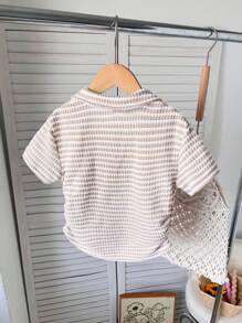 Camiseta de punto acanalado de cuello en V ajustada casual para niña joven