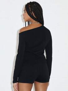 COUREZ Long Sleeve Black /Top Summer Tops /Summer For Women /Going Out Y2K Street Casual Cotton Cotton Vintage - Black - View 7