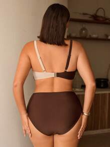 Swim Vcay Conjunto de traje de baño con aros para tallas grandes con bloques de color para vacaciones