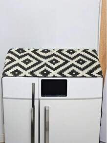 1 pièce de housse universelle en tissu géométrique noir et blanc, housse anti-poussière pour réfrigérateur, résistante aux ménages et aux graisses, pour machine à laver, four à micro-ondes, réfrigérateur, accessoires de cuisine, sac de rangement et de finition, housse anti-poussière pour machine à laver et réfrigérateur, décoration d'intérieur