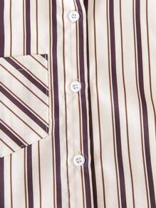 SHEIN 2pcs/Set Boy Striped Single-Breasted Vest And Shorts, Casual