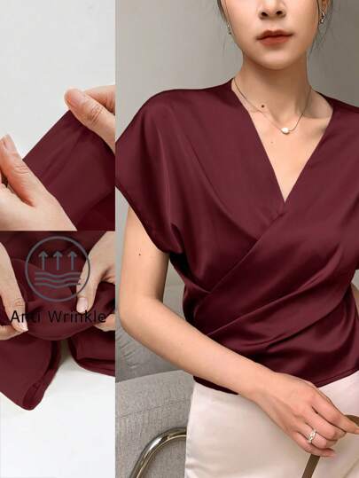 DAZY V-Neck Sleeveless Casual Wrinkle-Resistant Women Business Casual Shirt