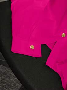 GlowEve Women Casual Commuting Solid Color Long Sleeve Shirt Fall Cloth For Women - Hot Pink - View 3