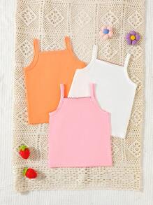 SHEIN 3pcs/Set Baby Girls Casual Cartoon Printed Sleeveless Top, Versatile For Outdoor Play Or Comfortable Home Wear - Multicolor - View 2