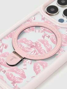 ROMWE Fairycore 1pc Lip Pattern Magnetic Phone Case With Stand, Compatible With IPhone 11 12 13 14 15 Pro Max 16, Pink Color - Multicolor - View 3
