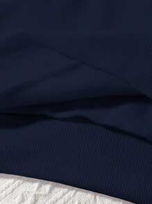 ReShift 女式标语字母印花圆领长袖运动衫运动装、毕业装、教师装、返校套头衫秋季 - 藏蓝色 - 查看 7