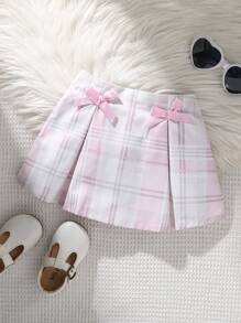 Baby Girls' Casual Plaid Mini Skirt, Pink, Versatile For Summer - Pink - View 1