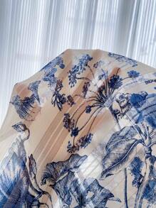 Franclia Women's Floral Print Single-Breasted Casual Long Sleeve Shirt - Blue - View 8