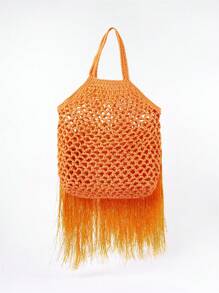 MUSERA 钩针流苏编织购物单肩包手提沙滩包伊比沙岛夏季假期音乐节包