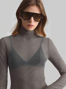 Ontre Stockholm Style Women's Teacher Autumn High Collar Turtleneck Knit Top, Elegant Autumn/Winter Top, Mesh Long Sleeve Top, Business Casual Women's Basic Top Beach, Bohemian Style Vacation Wear, All Season Ins Celebrity Same Style Vacation Style, Exotic Atmosphere, Country Concert, Western Style, High-Grade Fabric, Comfortable And Breathable - Grey - View 5