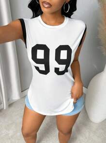 BamGleam Women's Printed Digital Minimalist Sports Oversized Sleeveless Tank Top For Daily Casual Sports Graphic Tees Women Tops